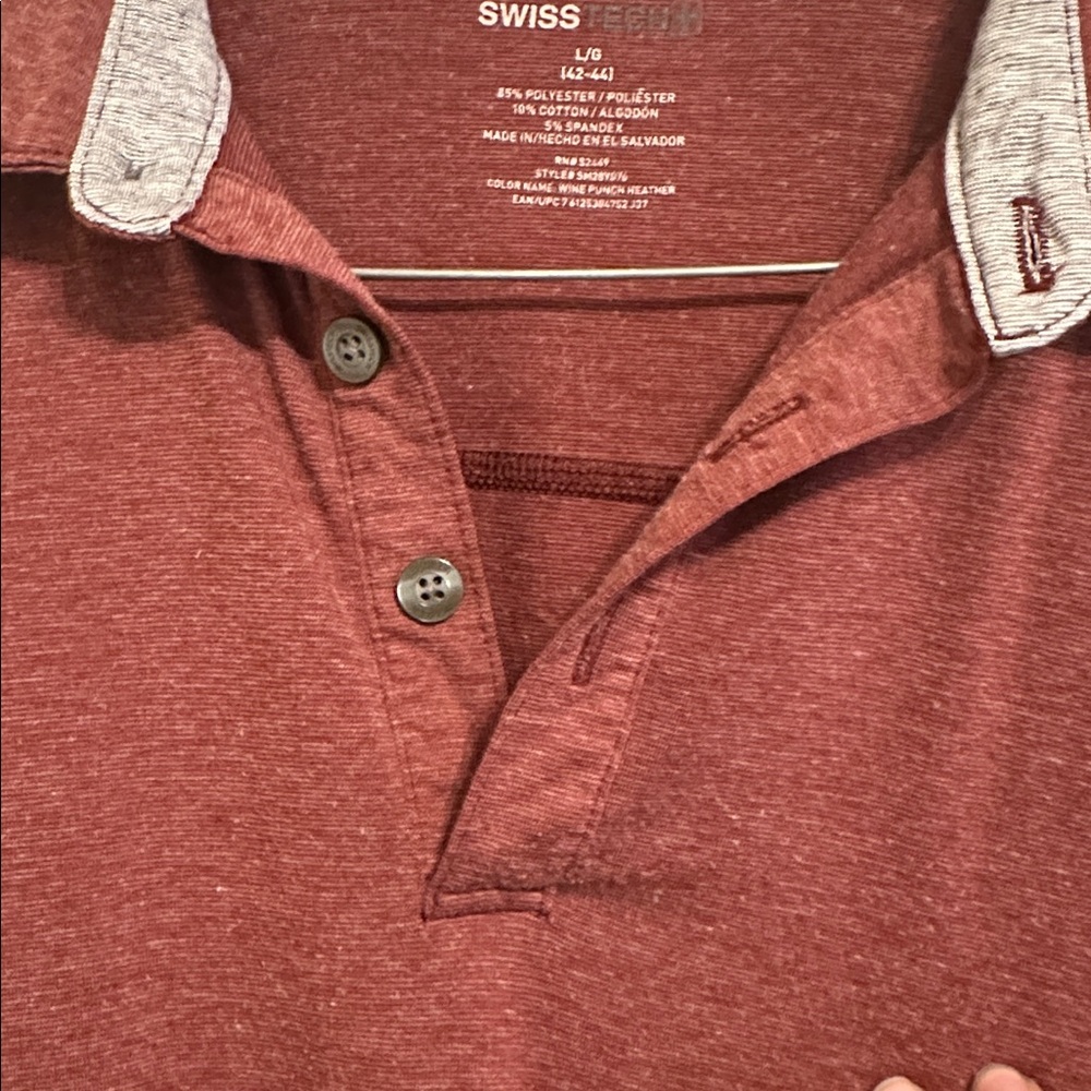 EUC Swiss Tech Wine Heather Polo Shirt - Picture 4 of 5